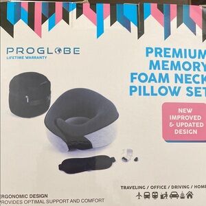 Globe Black and Gray Memory Foam Neck Pillow Set